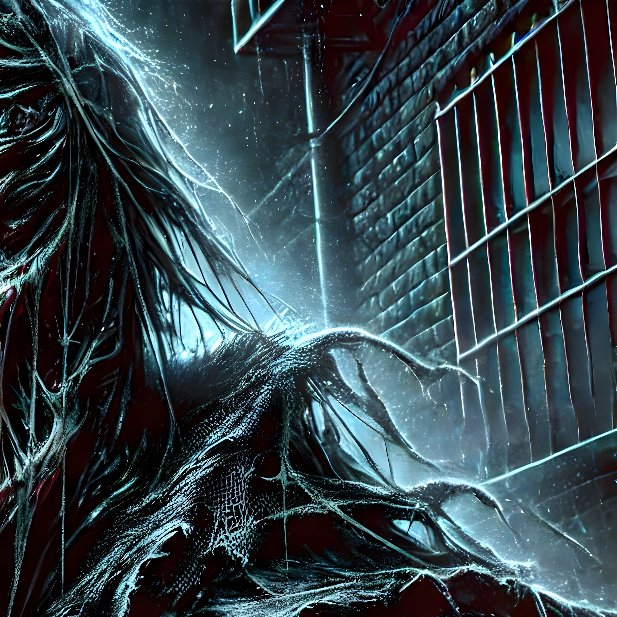 Tattered cloak and frosty strands with alley backdrop—close-up detail from puzzle artwork.