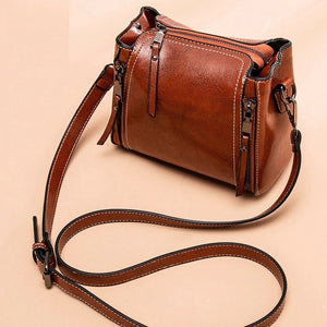 Hip Small Vintage Flap Oil Wax Leather Cross Body Shoulder Bag