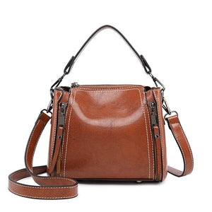 Hip Small Vintage Flap Oil Wax Leather Cross Body Shoulder Bag