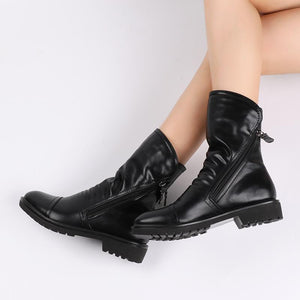 Hip Soft PU Leather Square Heel Ankle Boots