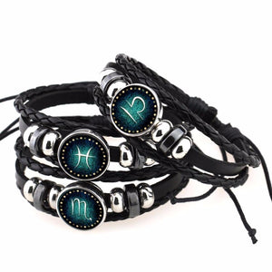 Unisex Zodiac Sign Braided Leather Bracelet Verkadi.com