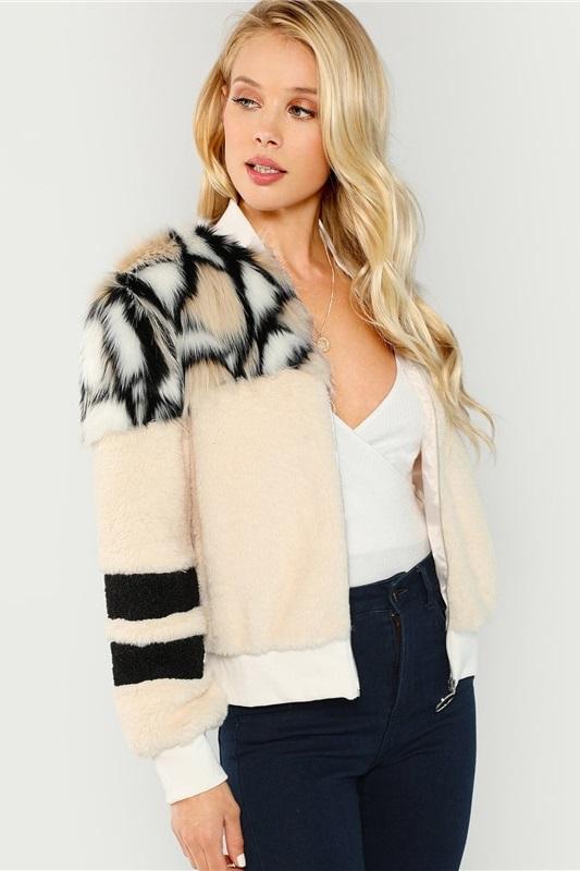 Hip Multi Color Faux Fur Women Jacket