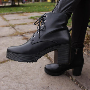 Smart Platform Heel Ankle Soft Leather Chunky High Heel Boots verkadi.com