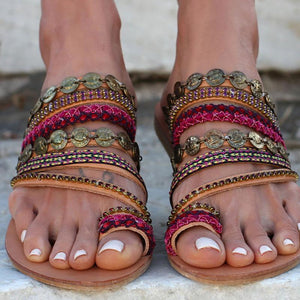 Summer Gladiator Roman Style Glitter Flat Sandals Verkadi.com