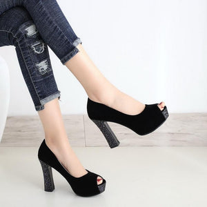 New Glitter Platform High Heels Shallow Pumps Sandals Verkadi.com