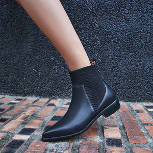 Hot Genuine Leather Pointed Toe Comfortable Ankle Boots