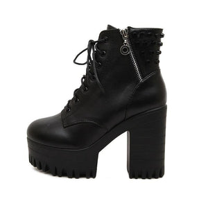 Modern Look Platform Chunky High-Heel Lace Ankle Boots Verkadi.com