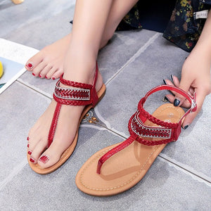 Summer Pinch Bohemian Gladiator Diamond Thong Flat Sandals