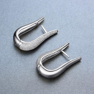 Novelty Zircon U Shaped Hoop Pierced Earrings Verkadi.com