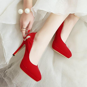 Elegant High Heels Crystal Pointed Toe Pump Shoes Verkadi.com