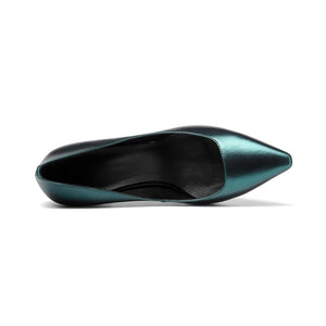 Exquisite Real Leather Pointed Toe Slip On Pumps Shoes Verkadi.com