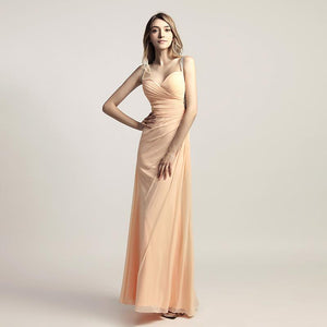 Trendy Pleated With Beading Back Long Chiffon Dress Verkadi.com