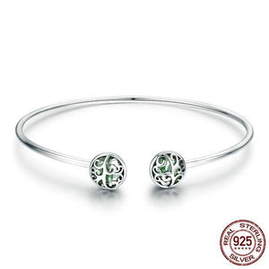 925 Sterling Silver Green Crystal Bangle
