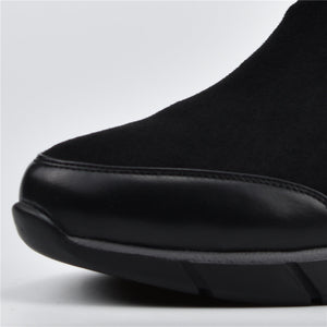 Smart Flock Leather Comfortable Flat Heel Women Ankle Boots