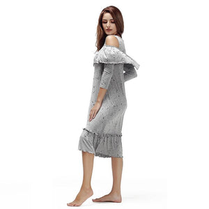 Sexy Off Shoulder Scallop Sleepwear Nightgown Verkadi.com