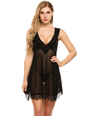 Intimate Sexy Lace Gown And G-String Sleepwear Set Verkadi.com