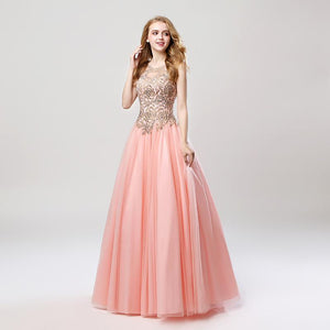 Tulle Lace Up Back Beading Applique Prom Dress Verkadi.com
