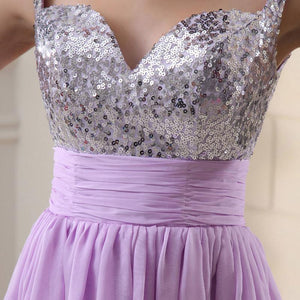 Silver Sequin Bodice Chiffon Prom Party Dress Verkadi.com