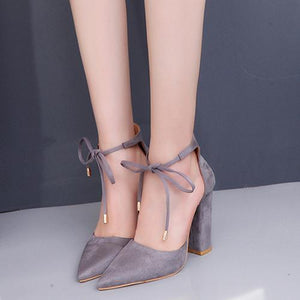Iconic Pointed Toe Comfortable Square High Heel Pumps Shoes Verkadi.com