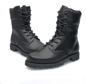 Genuine Leather Black Military Style Tactical Boots