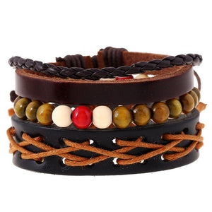 Trendy Unisex Hip Weave Wrap Genuine Leather Bracelet