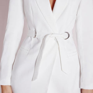Smart Casual Slim Office Plunge Neck Elegant Blazer Mini Dress Verkadi.com