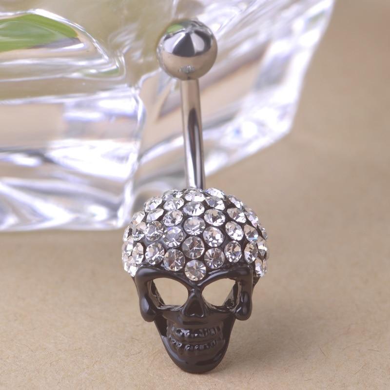 Cool Skull Rhinestone Navel Piercing Belly Button Ring Verkadi.com