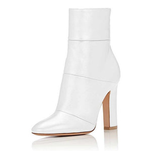 Pointed Toe Chunky High Heels Ankle Boots