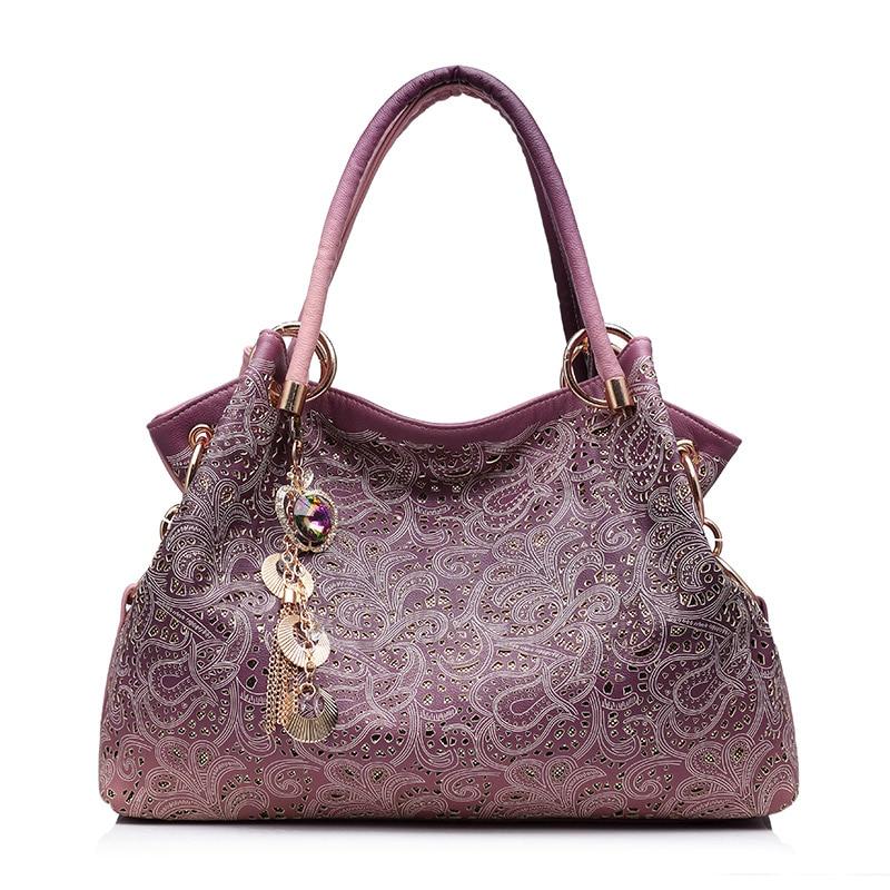 Designer Hollow Out Floral Print Shoulder Handbag
