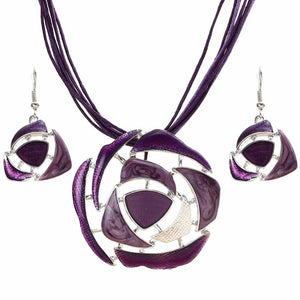 Fashion Leather Rope Crystal Jewelry Set Verkadi.com