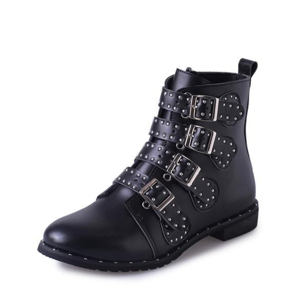 Square Heels Rivets Motorcycle Style