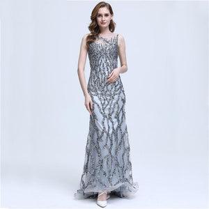 Backless Crystal Beaded Sequins Evening Party Dress Gown Verkadi.com