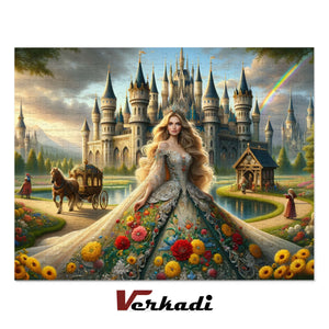 Completed Castle of Dreams fairytale castle puzzle showing full artwork.