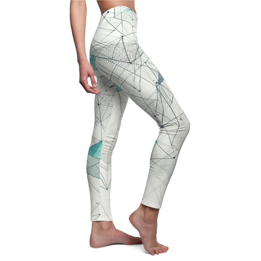 Yoga Pants | "Aqua Matrix" | Geometric Print Women's Leggings | Workout Tights | Yoga Leggings | Workout Leggings | Activewear | Verkadi.