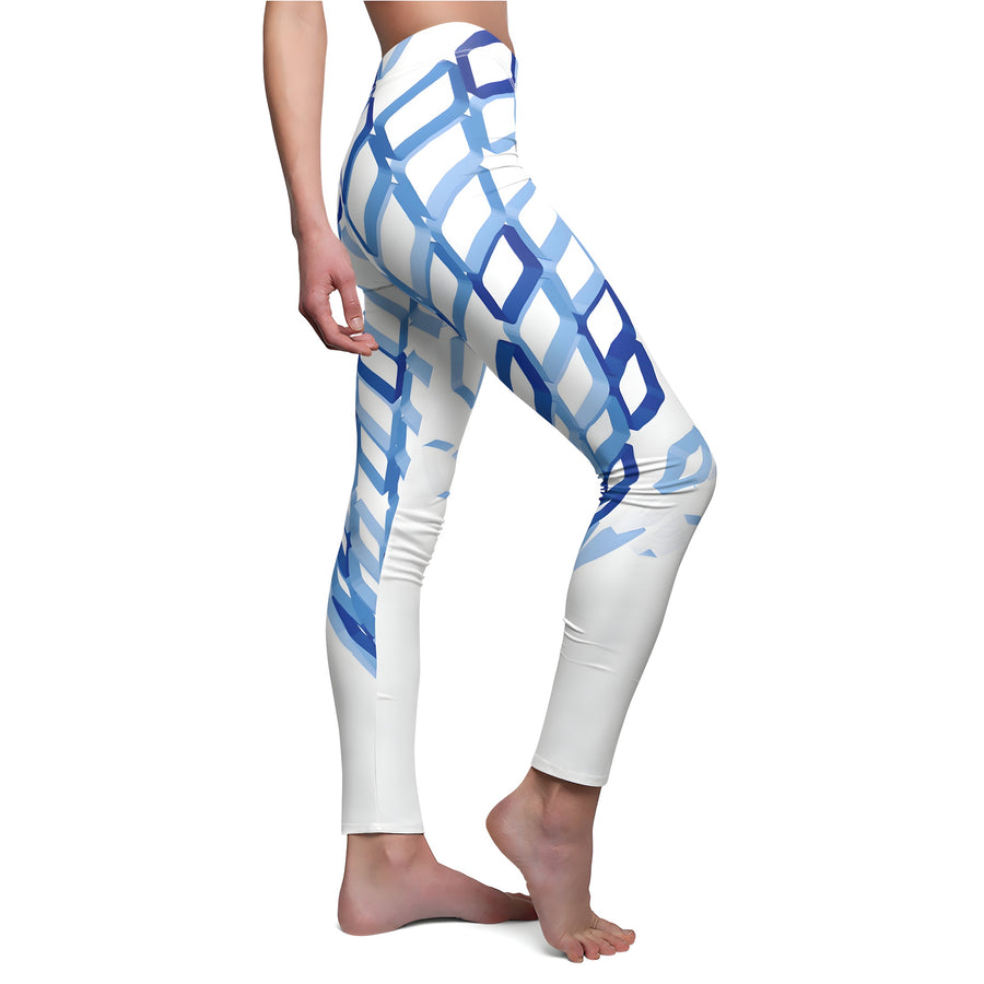Yoga Leggings | "Sapphire Lattice" | Trendy Geometric Workout Leggings | Stylish Yoga Pants | Activewear | Printed Leggings | Gym | Verkadi