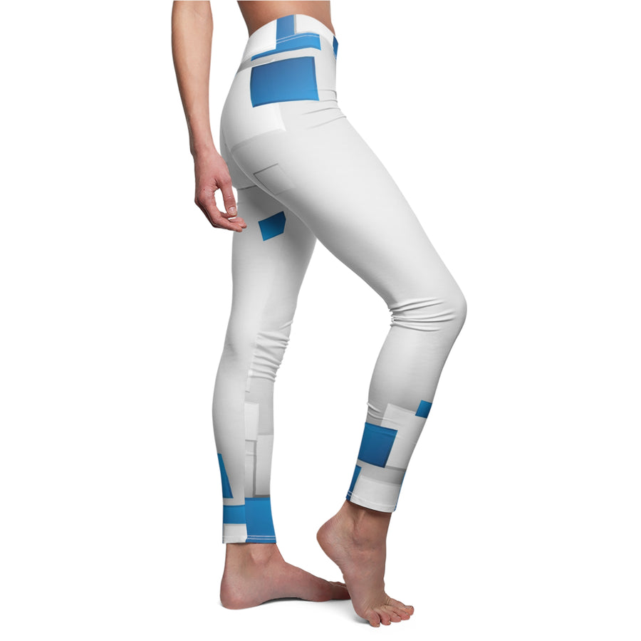 Yoga Leggings | "Urban Edge Women Leggings" | Stylish Tights - Geometric Blue Patterns | Yoga Pants | Yoga Activewear | Leggings | Verkadi.
