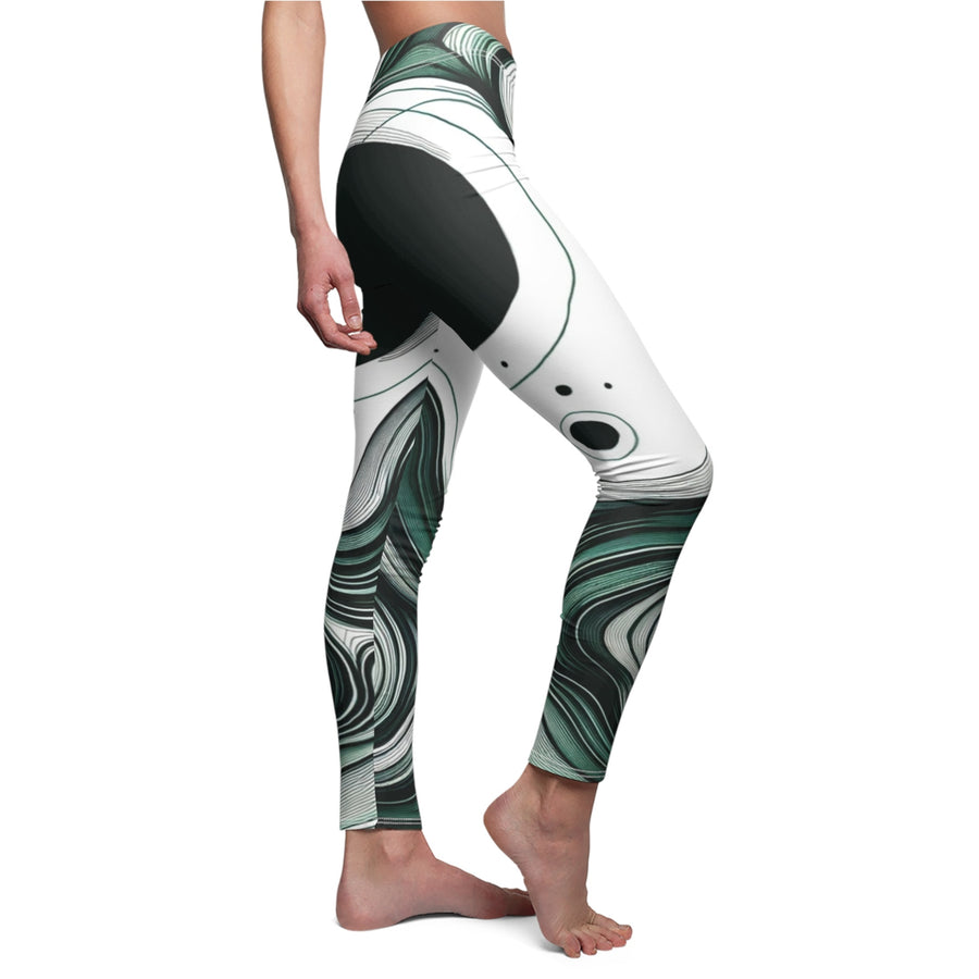 Printed Leggings | "Emerald Whirlpool Yoga Leggings" | Dynamic Swirl Print Activewear for Women | Yoga Pants | Fitness Apparel | Verkadi