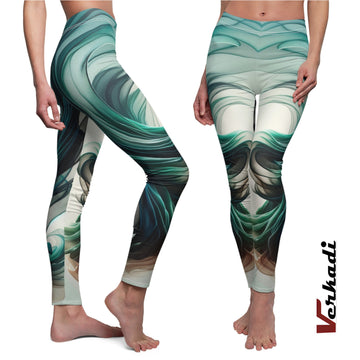 Yoga Pants | "Sage Elegance Yoga Leggings" | Luxe Tights with Earthy Swirl Design | Women Leggings | Yoga Tights | Activewear | Verkadi