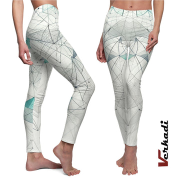 Yoga Pants | "Aqua Matrix" | Geometric Print Women's Leggings | Workout Tights | Yoga Leggings | Workout Leggings | Activewear | Verkadi.