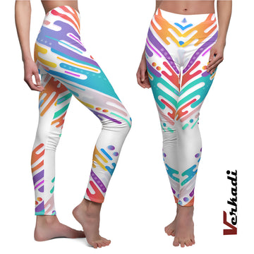 Women's Leggings | "Carnival Color Splash Yoga Leggings" | Bold and Vibrant Workout Leggings | Gym | Activewear | Fitness Leggings | Verkadi
