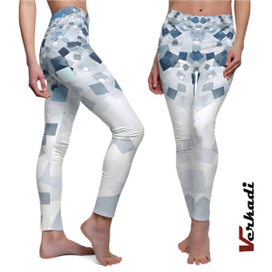 Yoga Pants | "Arctic Pixelation" | Chic Mosaic Workout Tights for Women | Print Leggings | Yoga Leggings | Fitness | Activewear | Verkadi