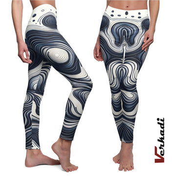 Yoga Pants |"Oceanic Vortex Yoga Leggings" | Serene Swirls Workout Tights | Active Wear for Women | Leggings for Women | Verkadi