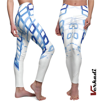 Yoga Leggings | "Sapphire Lattice" | Trendy Geometric Workout Leggings | Stylish Yoga Pants | Activewear | Printed Leggings | Gym | Verkadi