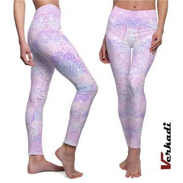 Print Leggings | "Bohemian Purple Henna Pattern Leggings" | Ethereal Gym Tights | Yoga Pants | Activewear | Gym Tights | Workout | Verkadi