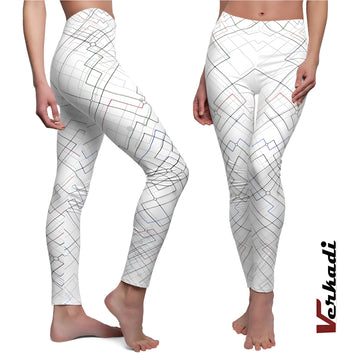 Fitness Leggings | "Geometric Network High-Waist Leggings" | Contemporary Fashion Wear | Activewear | Gym Wear | Workout Leggings | Verkadi.
