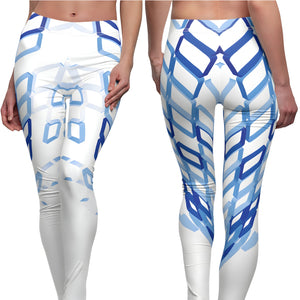 Yoga Leggings | "Sapphire Lattice" | Trendy Geometric Workout Leggings | Stylish Yoga Pants | Activewear | Printed Leggings | Gym | Verkadi