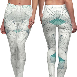 Yoga Pants | "Aqua Matrix" | Geometric Print Women's Leggings | Workout Tights | Yoga Leggings | Workout Leggings | Activewear | Verkadi.