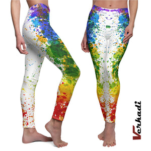 Leggings | "Vibrant Paint Splatter Yoga Leggings" | Bold Look Activewear | Yoga Pants | High Waisted Leggings | Fitness | Gym | Verkadi.