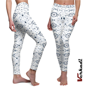 Yoga Pants | "Futuristic Circuit Pattern Casual Leggings" | Unique Designer Activewear | Yoga Leggings | Leggings | Gym Tights | Verkadi.