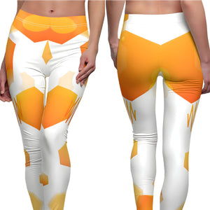 Yoga Pants | "Sunrise Splash Yoga Leggings" | Energizing Orange and White Print Leggings | Activewear | Gym | Workout Leggings | Verkadi